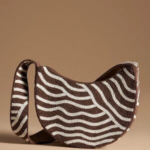 NWT Anthropologie Beaded Crescent Bag